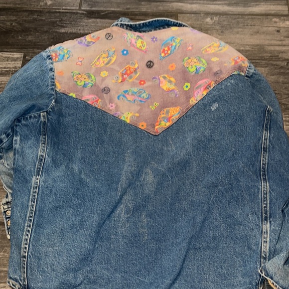 70s blue jean Pearl snap button Volkswagen bug shirt jacket - Picture 6 of 7